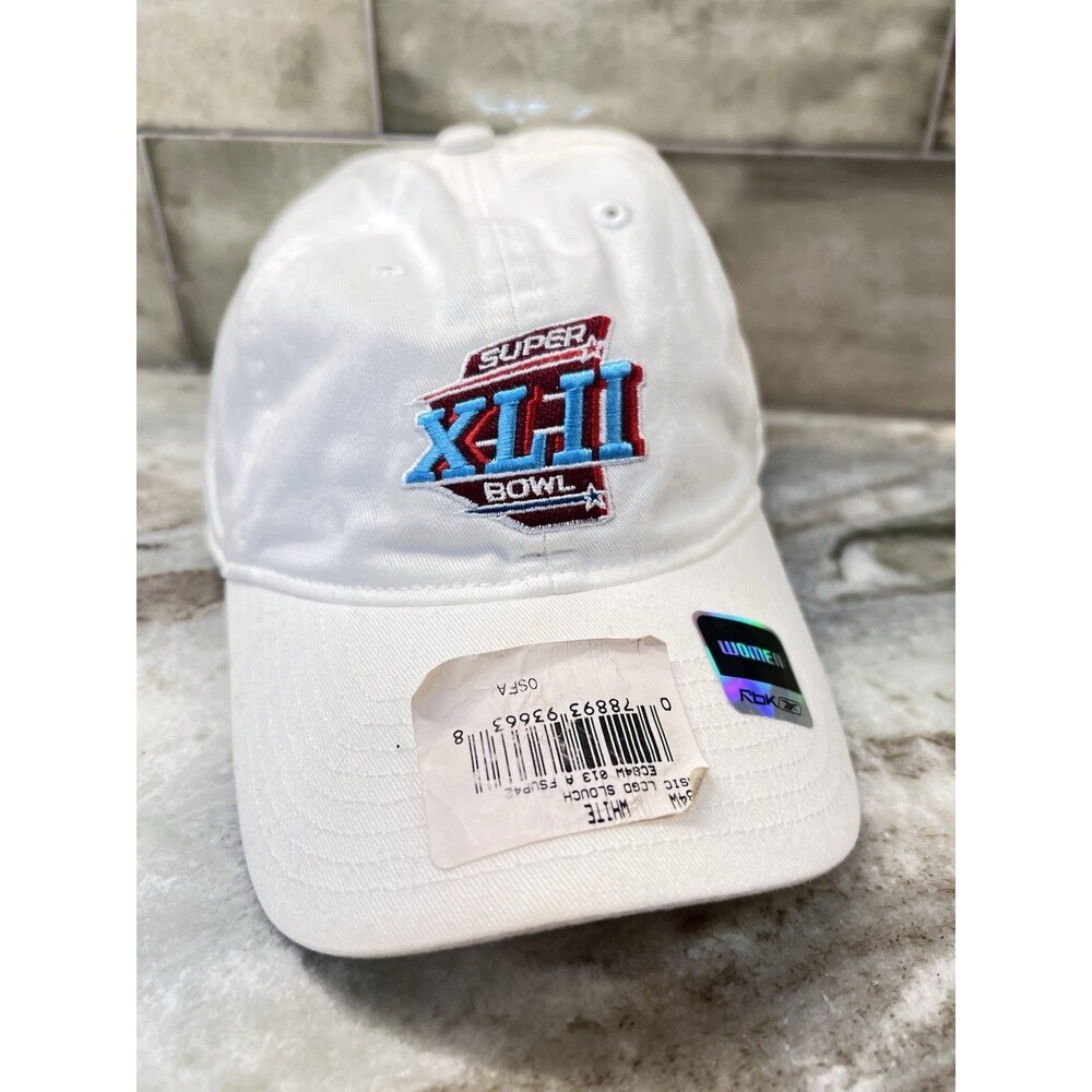 Super Bowl XLII Embroidered White Adjustable Hat Reebok 2008 Giants Patriots